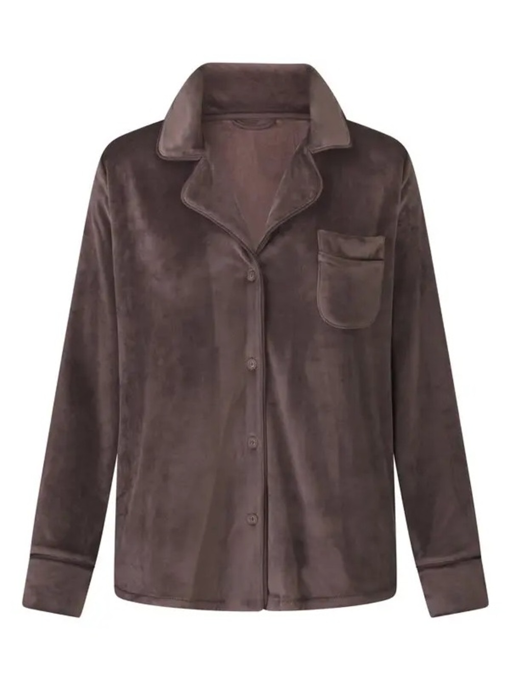 SKIMS velour Button-Front Pajama Top in amethyst